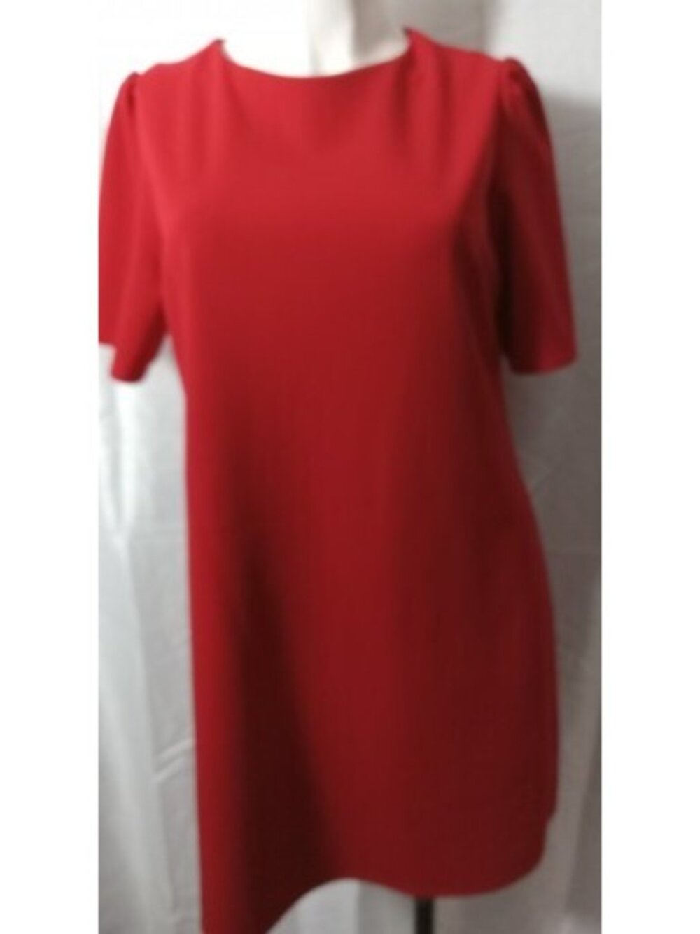 2Hearts Red Casual Dress Size Medium Blouson Short Sleeve Round Neck